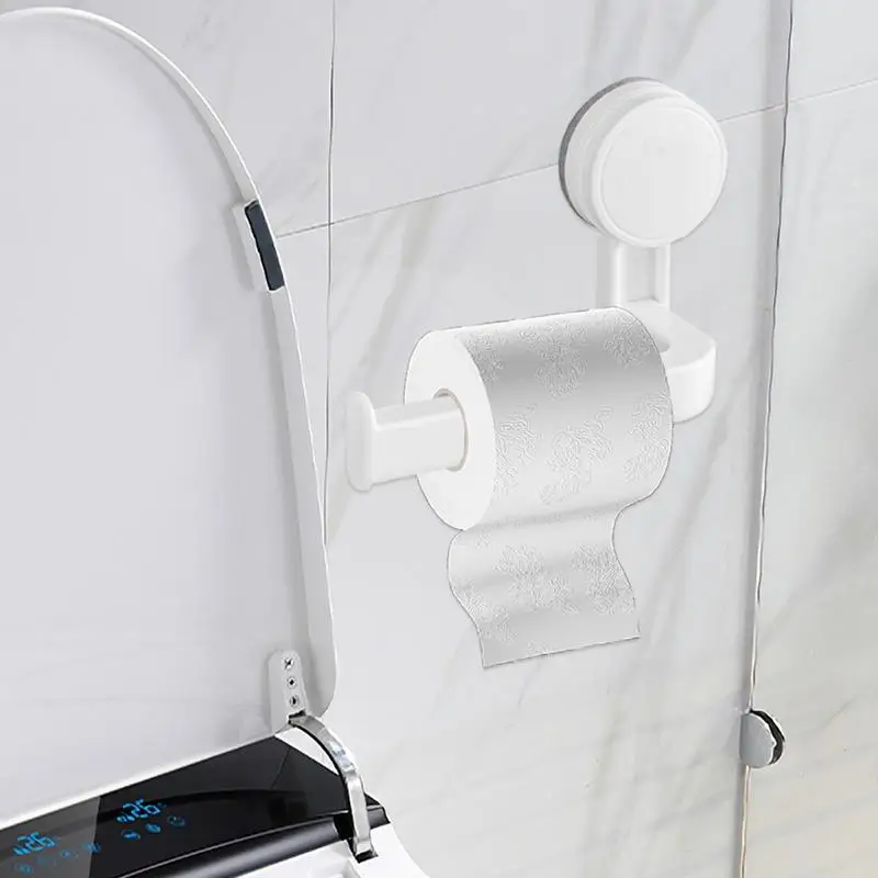 Suction Cup Toilet Paper Holder Multi-Purpose Suction Toilet Paper Holder Stick-On Thickened Paper Holder For Doors Ceramics