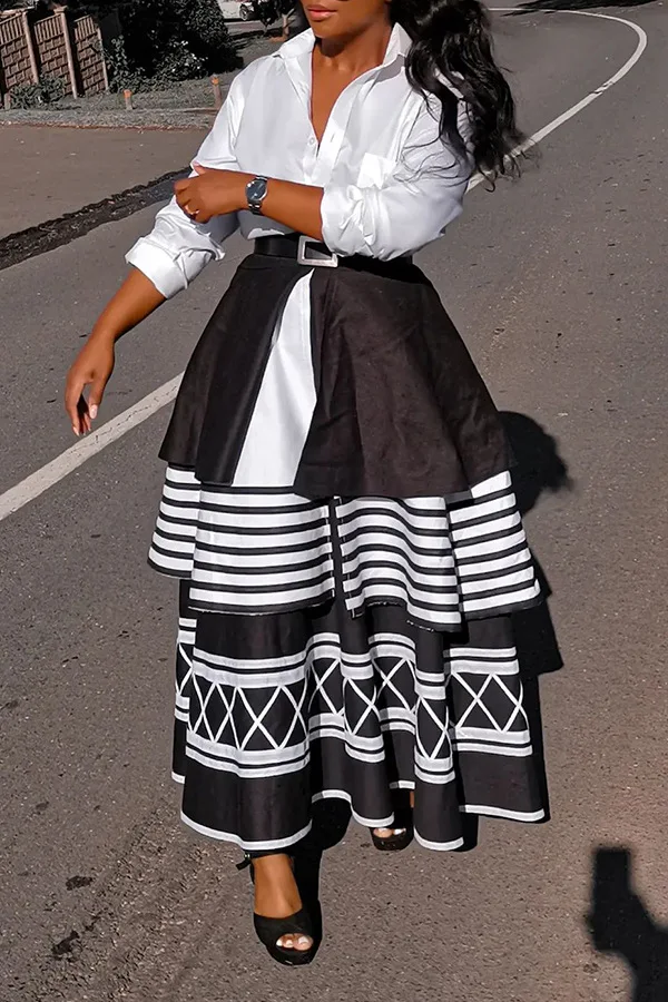 

2023 Commuter Apparel Summer Popular Fashion Print High Waist Skirt
