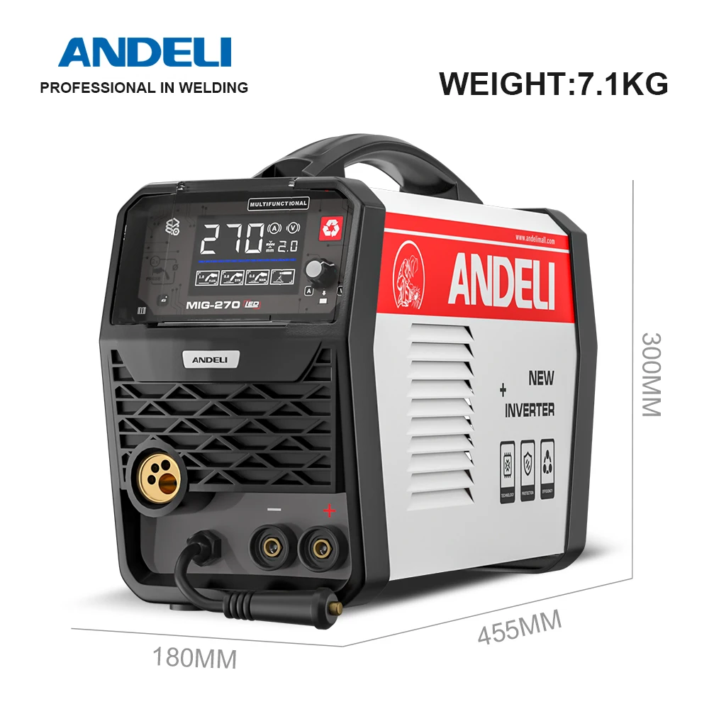 ANDELI 3 in 1MIG Welding Machine MIG Lift TIG MMA Gas/Gasless Semi-automatic Welding Inverter Welders 3