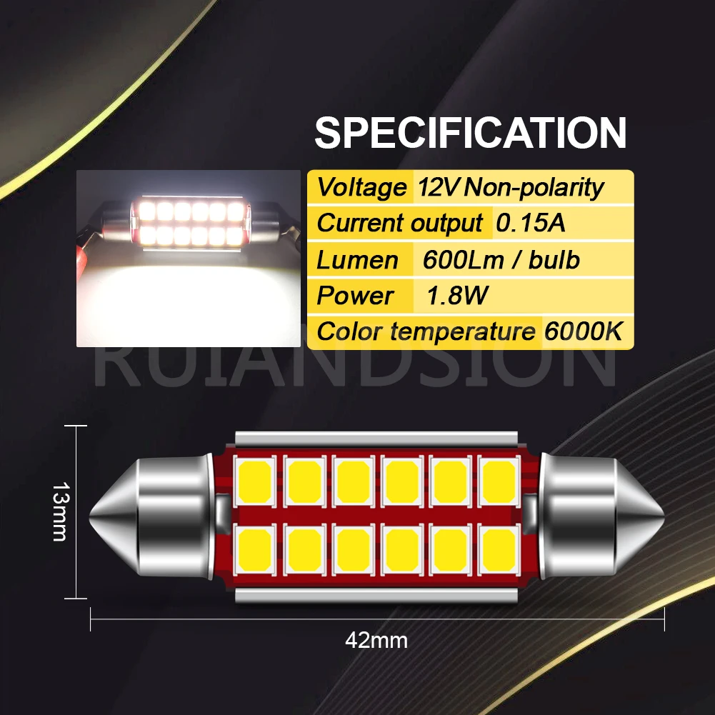 รูปสินค้า หลอดไฟ LED รถยนต์ 2835SMD สว่างพิเศษ สำหรับไฟอ่านหนังสือ ไฟป้ายทะเบียน ไฟท้าย