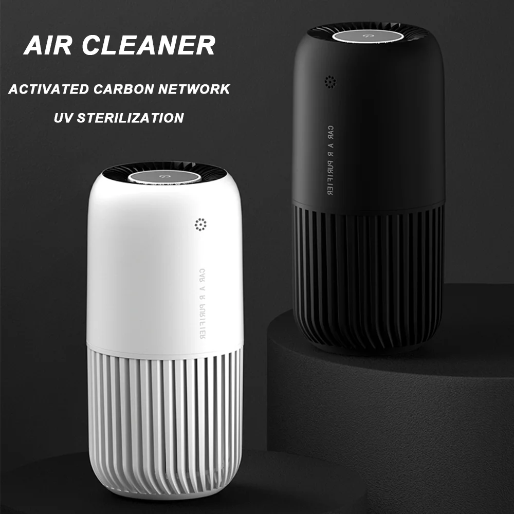Wireless Air Purifier Negative Ion Vehicle Odor Removal UV sterilization Air Quality Monitoring Filter Smoke Cleaner for Cars