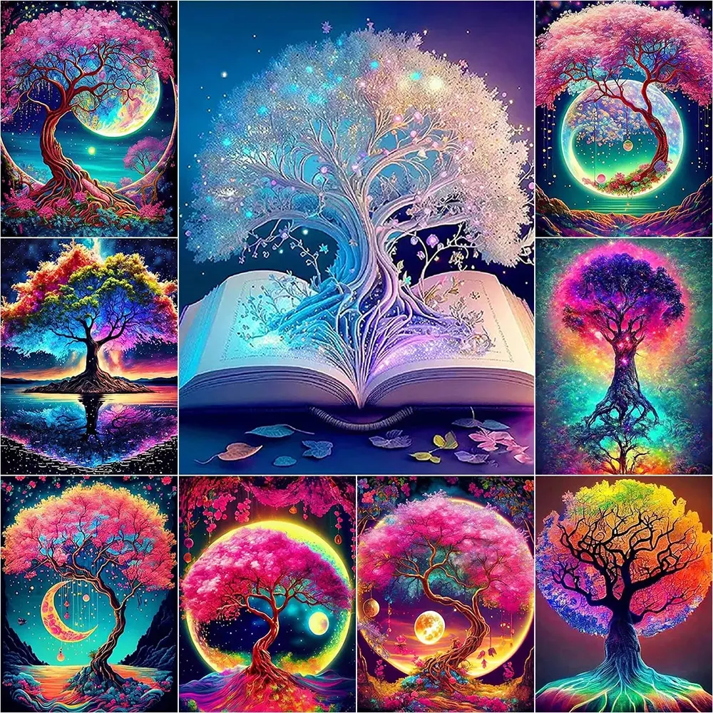 5D Diy Diamond Painting Fantasy Moon Tree Landscape Full Drill Rhinestones Mosaic Embroidery Handmade Products Home Decor Gift diamond painting