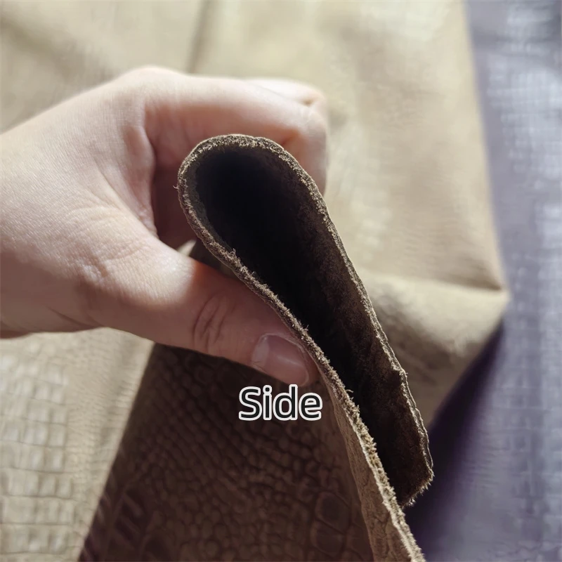 1.3/1.5mm 브라운 악어 소가죽. 첫 번째 레이어 가죽. 진짜 가죽 원단. 카드 가방용 수제 DIY. 전체 시트 절단