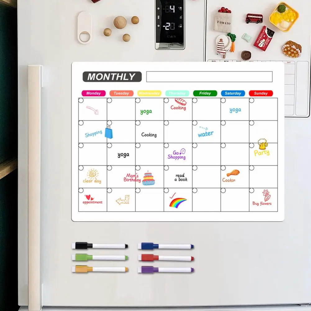 Easy-to-clean Magnetic Message Board Magnetic Message Board Weekly Planner Organize Home Kitchen with An Erasable Writing