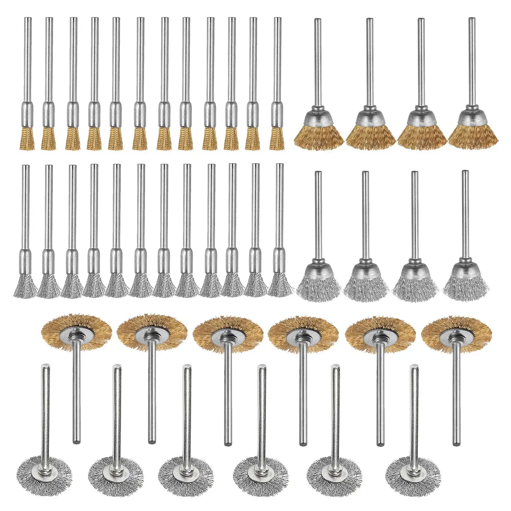 44 Pieces Mini Wire Brush Set For Power Dremel Rotary Tools