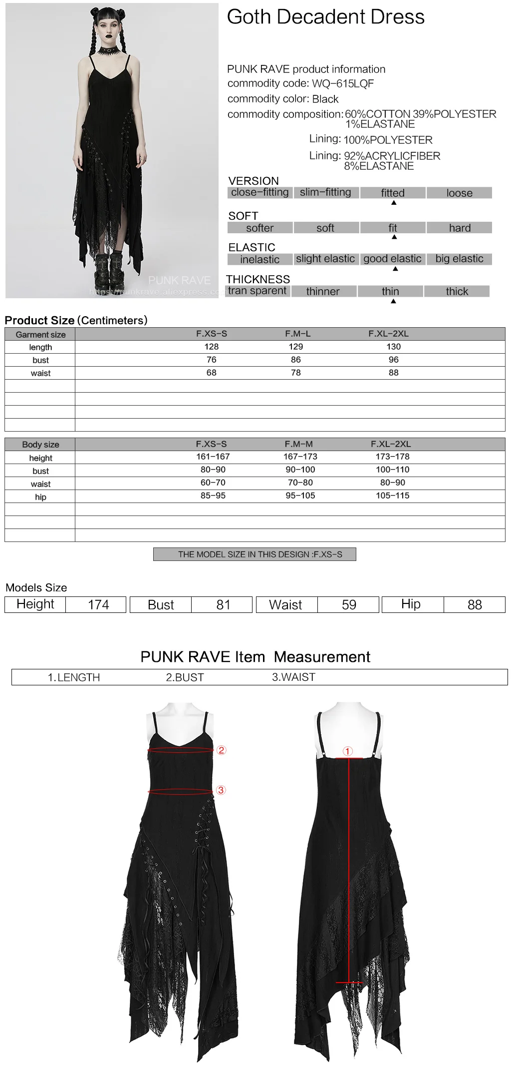 PUNK RAVE Gothic Slip Dress
