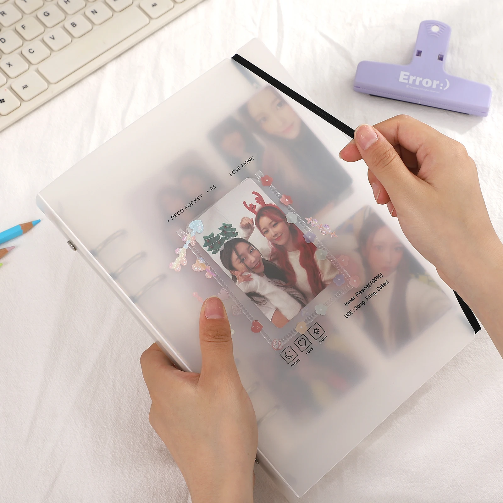 Creative A5 Frosted Album Loose-leaf Book 10Pcs Inner Page PVC Idol Card Photo Storage Book Binder Stationery Organizer Supplies