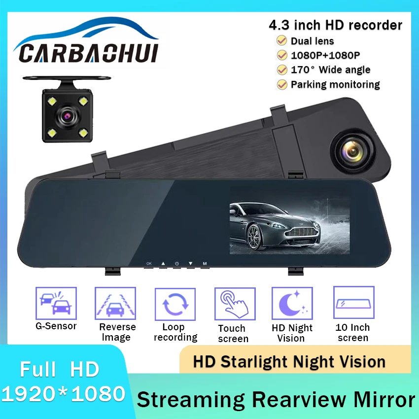 

Hippcron HD Video Auto Parking Monitor Car Rearview Mirror Monitor 4.3 inch Car Rearview Mirror Monitor with retail boxfree