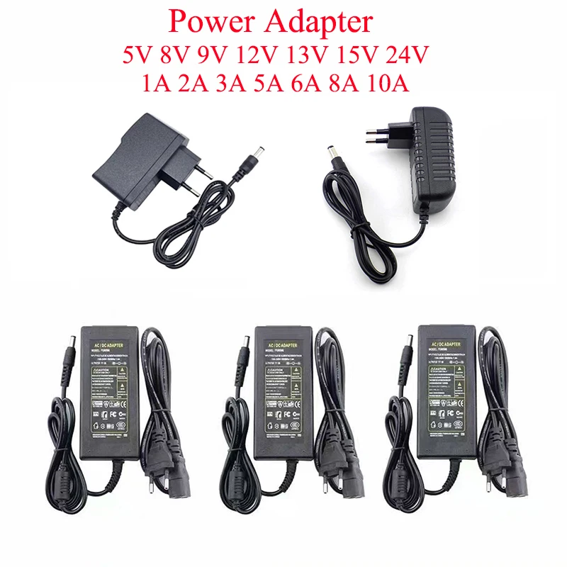 Universal Multi-Voltage LED Power Supply Adapter (AC to DC, 1A-10A)