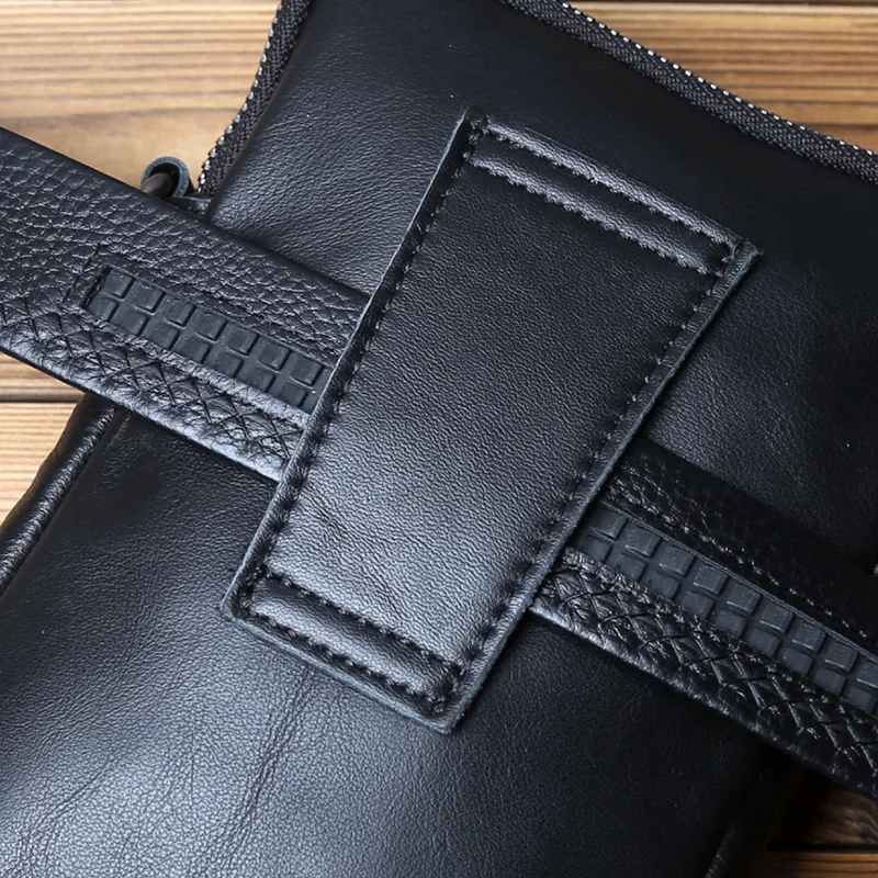 NZPJ Genuine Leather Men's Shoulder Bag Casual Crossbody Bag Top Layer Cowhide Belt Waist Bag Multi Compartment Phone Bag