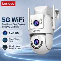 Caméra de sécurité extérieure 5G Lenovo 8MP HD avec double objectif, double écran, suivi IA, PTZ, vision nocturne couleur et protection de surveillance 1