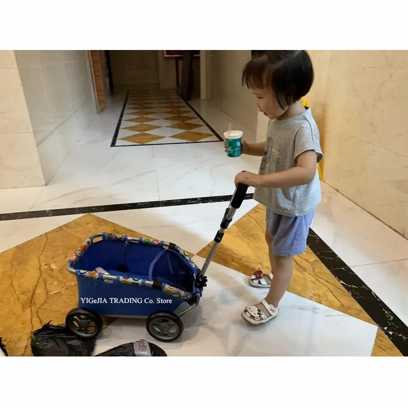 4 륜 어린이 장난감 트롤리, 경량 2.2kg 소형 카트, 3 세 이상 아동용,  푸시 풀 캐리지