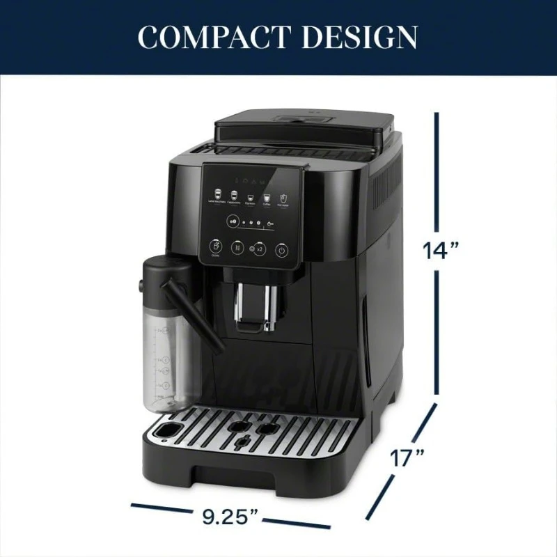 Start Fully Automatic Espresso Machine,Removable and Dishwasher-safe Parts for Easy Clean Up.5 One-Touch RecipesLatte Macchiato,