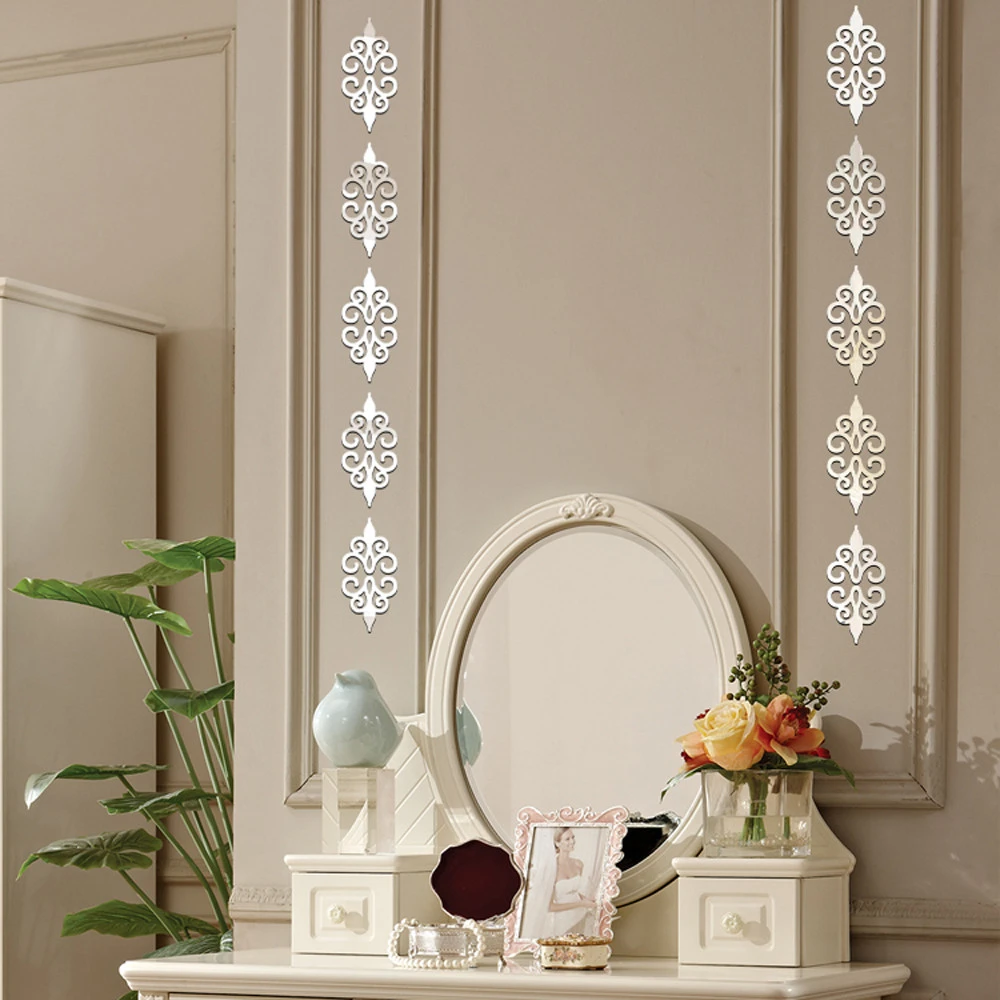 10pcs waist line Self Adhesive Mirror Wall Sticker Modern Decal
