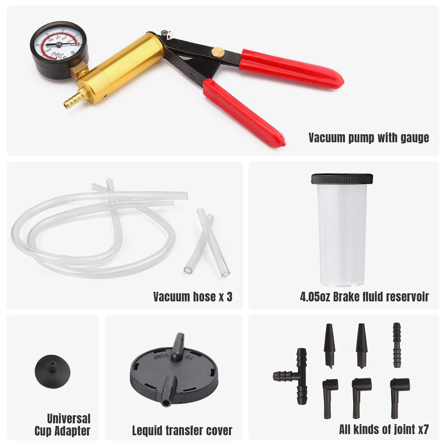 Manual Vacuum Pump Tester Brake Bleeder Kit ,One-Man Brake Bleeding System Apply to Bike, Motorcycle, Car, Truck Bleeding Tool - Image 4