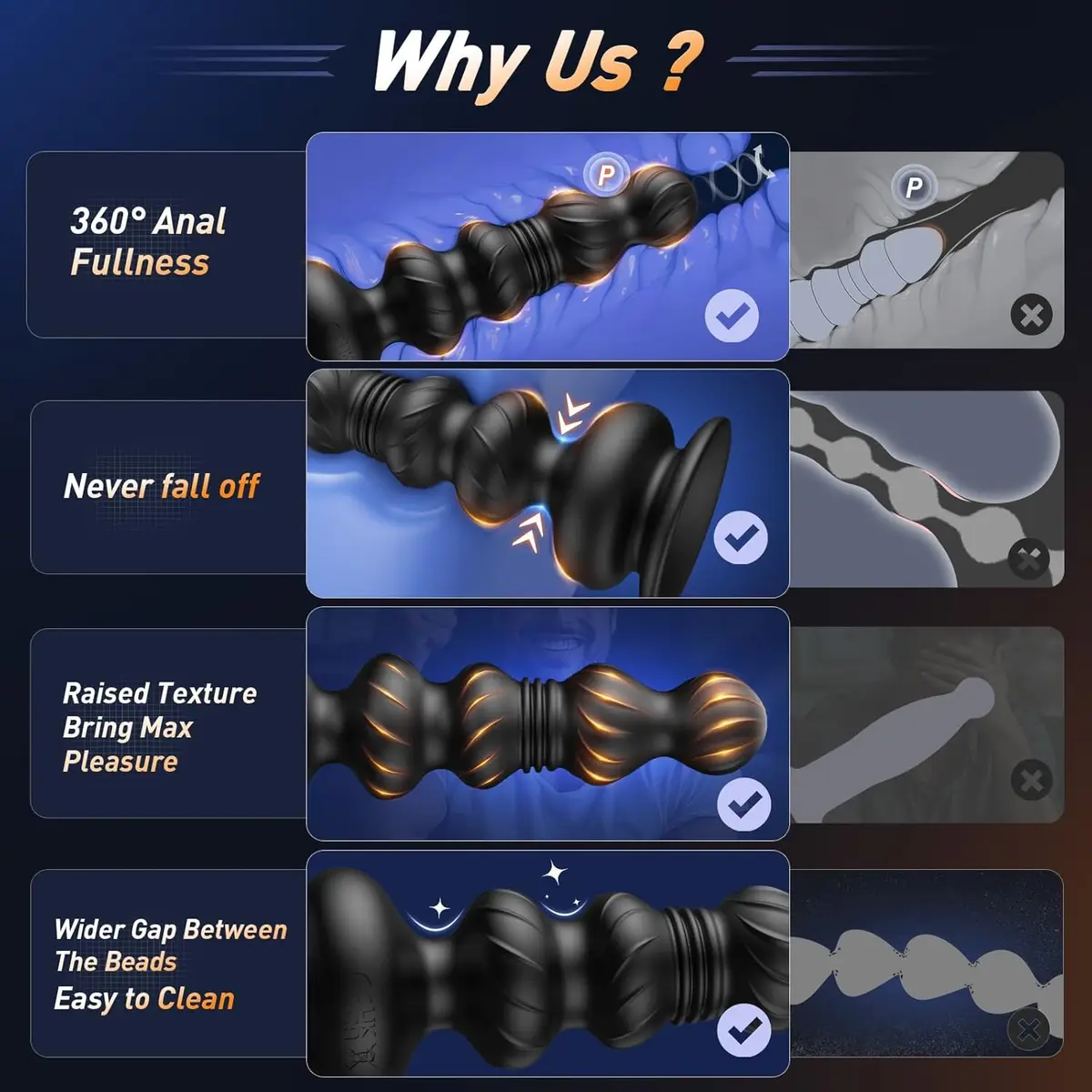 Thrusting Anal Beads Prostate Massager Anal Vibrator Toys Butt Plug Trainer Vibrating Thrusting Sex Toys for Men Women Adult — view 4