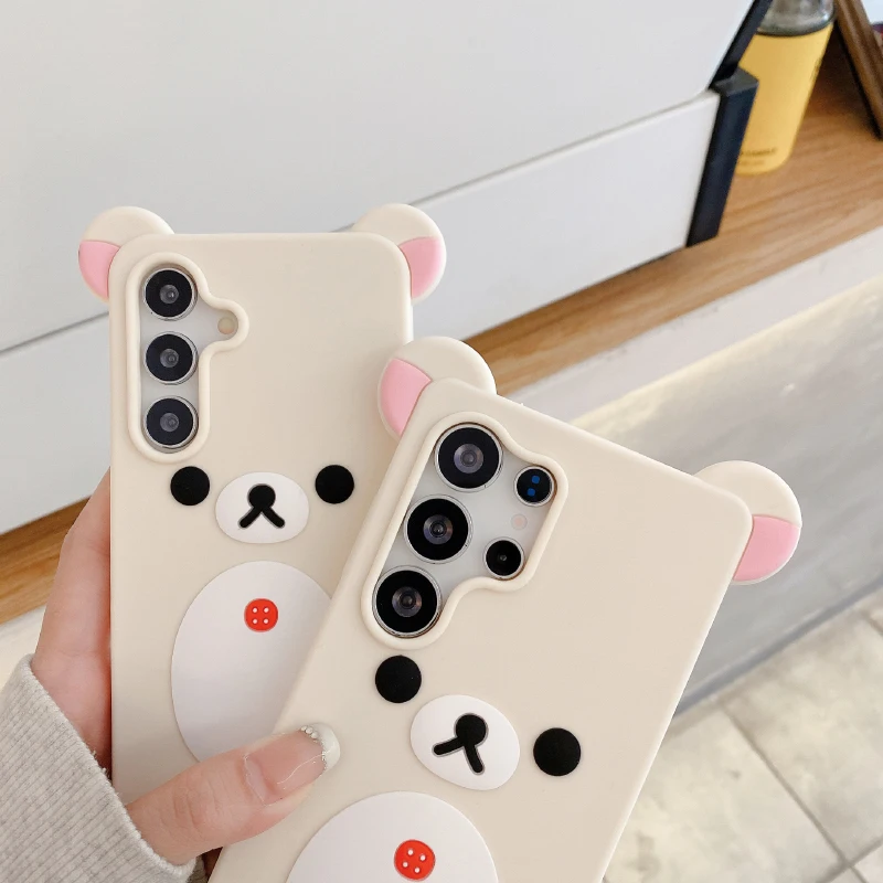 Luxury Solid Color Rilakkuma Soft Silicone Shockproof Phone Case - Premium Bumper Back Cover