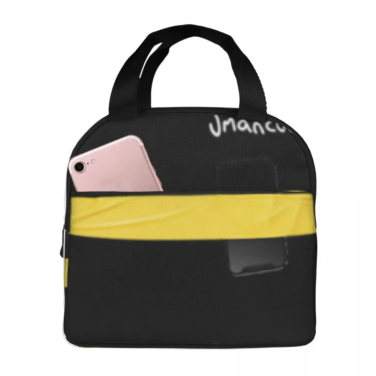 

Jmancurly Yellow Tap Phone Jmancurly Merch Lunch Bag Unisex Portable Cooler Insulated Lunch Box Picnic Storage Food Bento Box