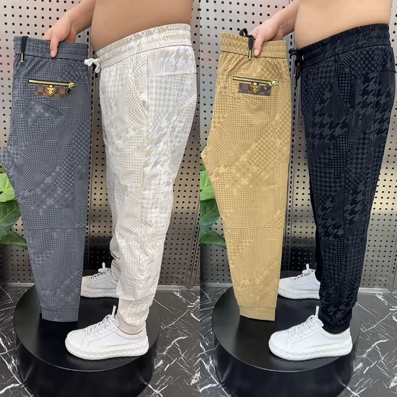 

Summer Casual Pants Men Harajuku Loose Bunches Foot Pants Fashion Casual Printed Trousers Pockets Elastic Waist Pantalon Homme