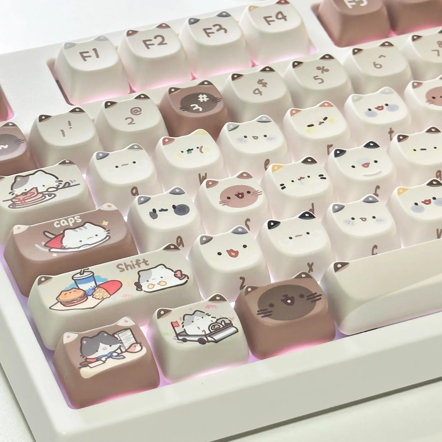 140-Keys-MAO-Profile-Keycaps-Customized-Cute-Cat-Head-Theme-PBT-Thermal ...
