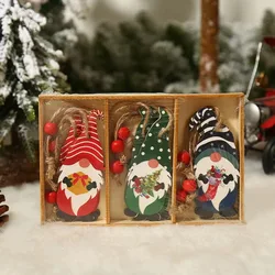 Christmas Gnome Wooden Pendant Ornaments - Festive Holiday Decorations and Gifts (9pcs style B)