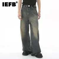 IEFB Summer Men's Denim Pants Old Blue Washed Male Jeans Straight Casual Menwear Loose Wide Leg Trousers New Fashion 9C354 1