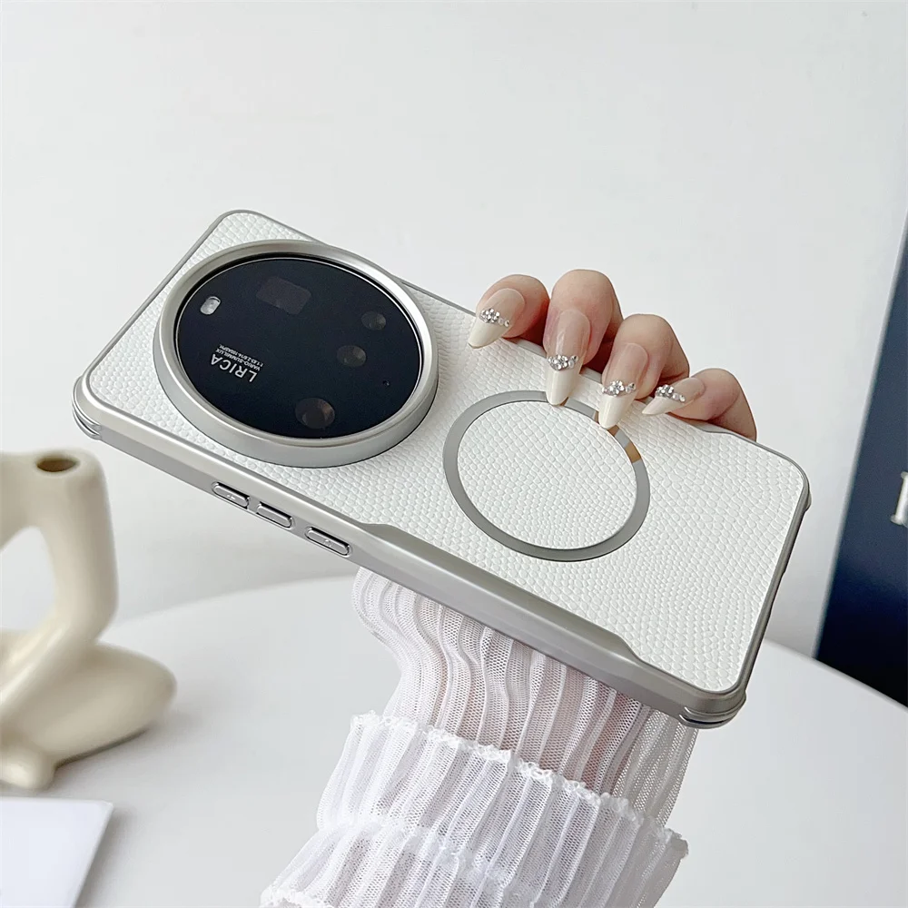 Luxury PU Magnetic Wireless Charging Protective Back Cover Case - Premium Design