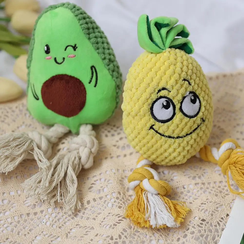 

Жевательная игрушка для собак, устройство со встроенным звуком, хлопковая веревка, мягкая плюшевая игрушка в форме ананаса, пищалка для домашних животных, товары для домашних животных