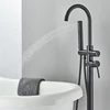 Floor Stand Bathtub Faucet Mixer Single Handle Mixer Tap Black 360 Rotation Spout With ABS Handshower Bath Mixer Shower Faucet 3