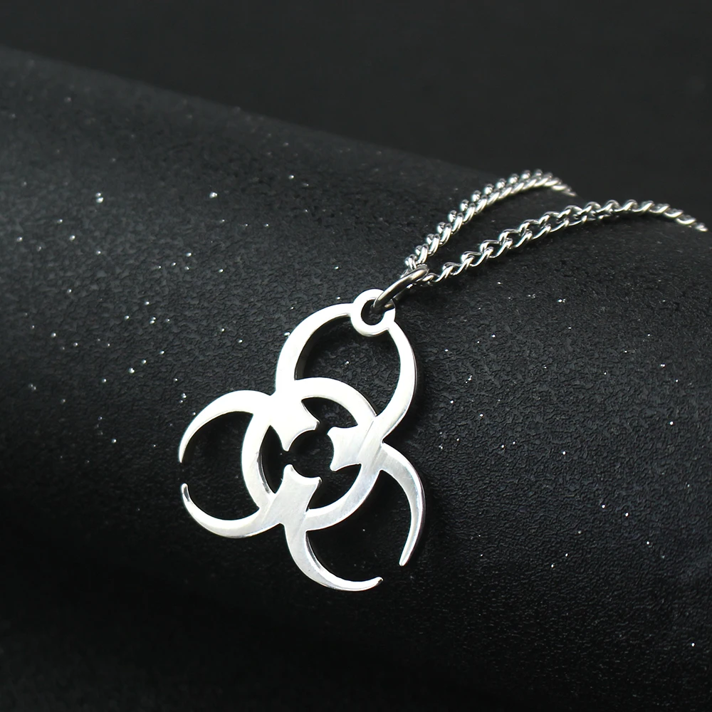 Biochemische Krise Symbol Edelstahl Halskette Anhänger Silber Farbe Halskette für Frauen Männer Punk Schmuck Geschenk