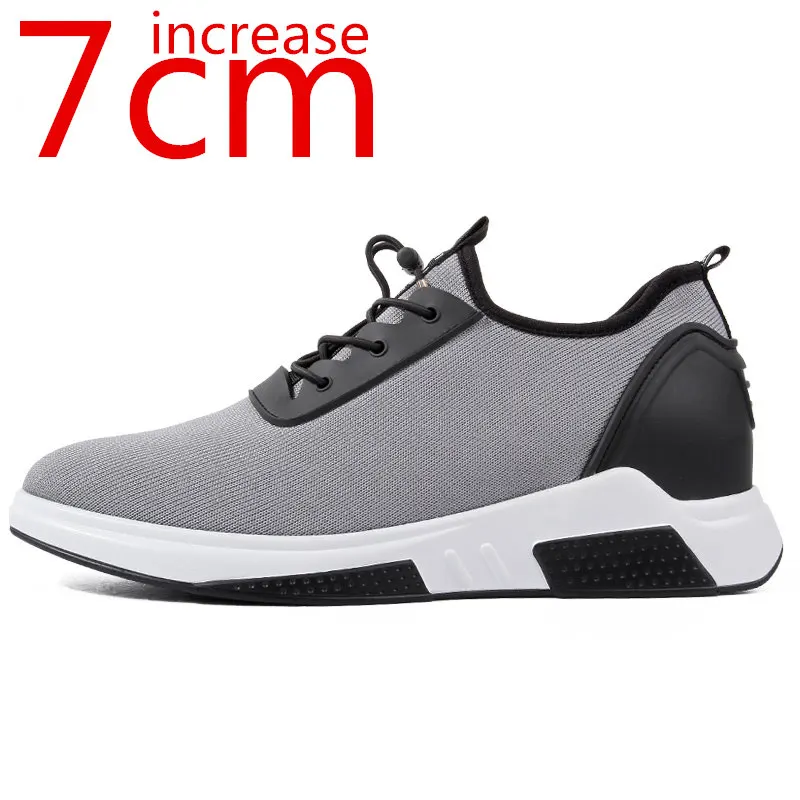 

Men's Daily Increasing Shoes Mesh Casual Sneakers Invisible Inner Height Increasing 7cm Men Shoes Leisure Sports Elevator Shoes