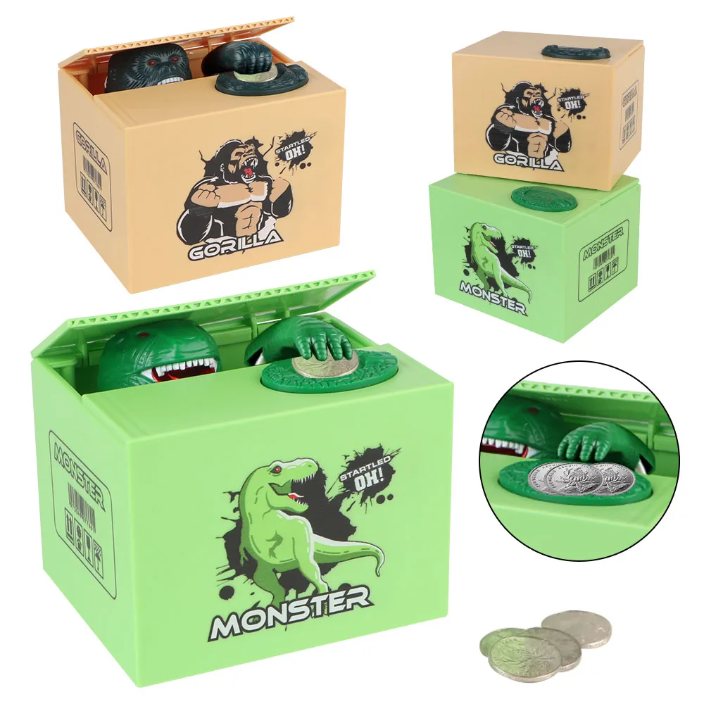 Electronic Money Saving Box Automated Coin Bank Kids Gift Stealing Money Box Music Action Figure Toys Piggy Bank