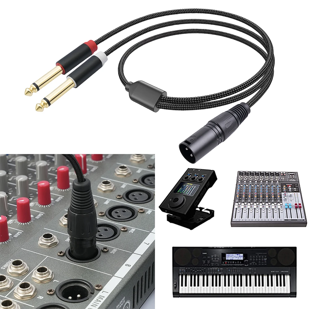 Dual 1/4 Inch to XLR Male Y Splitter Cable - Microphone Audio Converter Adapter