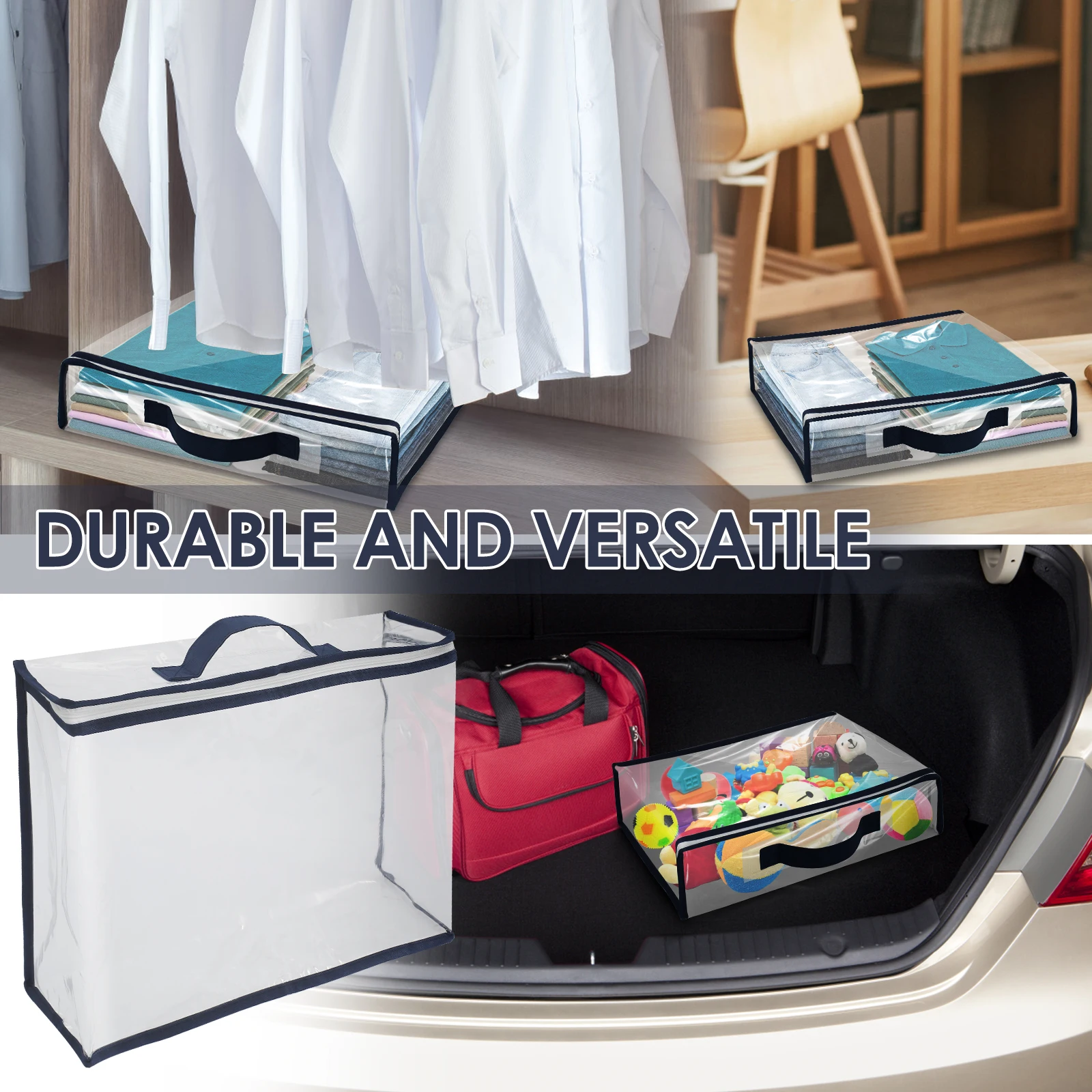 Waterproof Dustproof Clear Zippered Storage Bags for Bedding and Textiles (Set of 6)