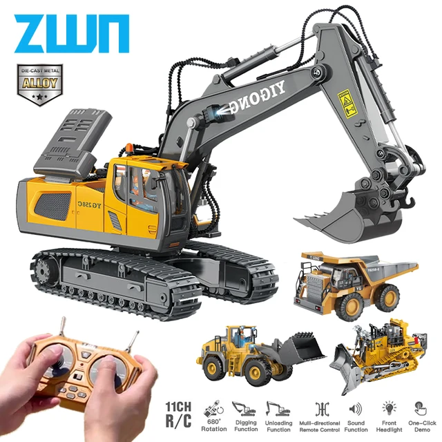 ZWN 2.4G Remote Control Excavator Dump Truck RC Model Car Toy Professional Alloy Plastic Simulation Construction Vehicle for Kid 1