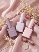 Lot de 3 vernis gel 15 ml, série rose clair et violet, style macaron doux, rose clair et violet clair, UV LED, doux et romantique 3