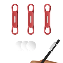 Magnetic Silicone Pen and Pencil Holder - Adjustable Desk and Office Accessory Set (3 PCS Red)