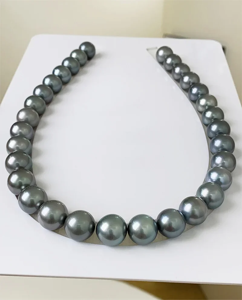 

Huge Charming 18"12-14mm Natural Sea Genuine Black Pearl Necklace for Women Jewelry Necklaces Pendants 925 Sterling Silver