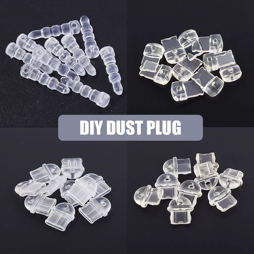 투명 DIY 먼지 방지 플러그 (타입 C/iOS/안드로이드/3.5mm 잭) 방진 먼..