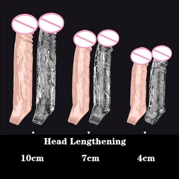 Large Penis Extension Sleeve Reusable Soft and Stretchable Delayed Ejaculation Condoms Male Dildo Extender Male Sex Toys 5