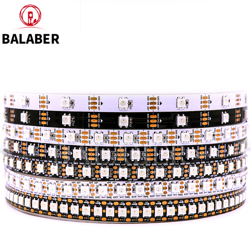 DC5V/12V WS2812B addressable LED strip, 5050 RGB LED strip, WS2812 smart LED light black/ white PCB, waterproof (IP30/IP65/IP67)