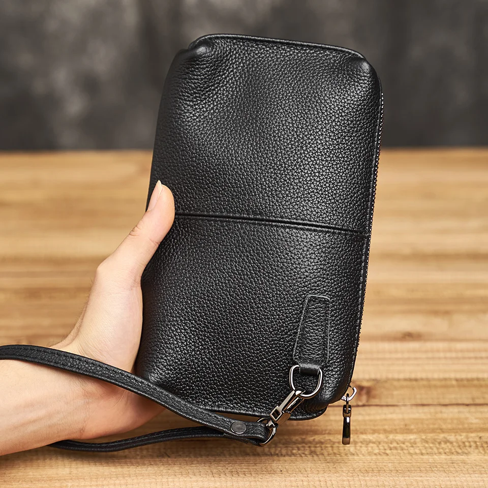 ZRCX männer Echte Leder Handtasche Top Schicht Rindsleder Handtasche männer Casual Weichem Leder Lange Brieftasche Einfache Mobile telefon Tasche – Detail 31