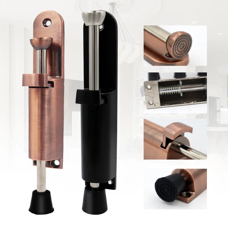 Stainless Steel Telescopic Door Stopper Silver Spring Loaded Step-On Door Holder Stops For Household Hardware