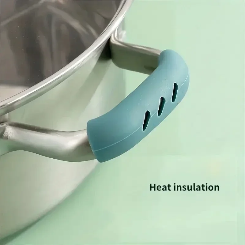 2pcs Silicone Heat Resistant Pot Holders, Non Slip Handle Sleeve, Pot Handle Covers, Reusable Pot Ear Clip For Frying Pan Steame