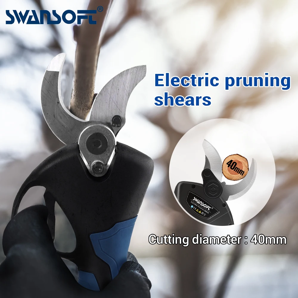 SWANSOFT Sécateur électrique professionnel sans fil, outil de coupe électrique  8605, ciseaux de verger, sécateur de bran 6