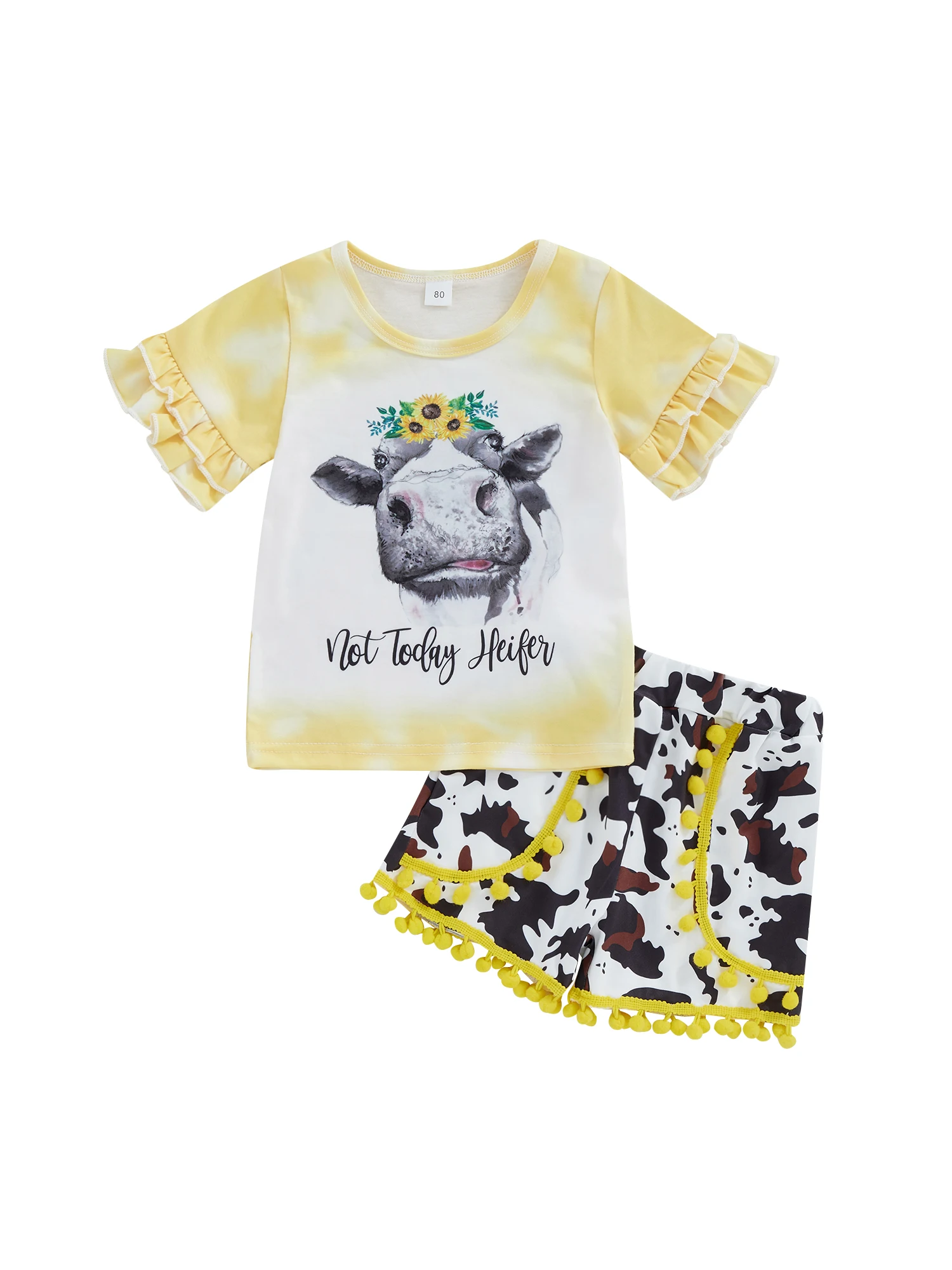 

Toddler Baby Girl Summer Outfit Set Short Sleeve T-Shirt Top Elastic Bloomers Bottoms Shorts Set for Casual Daily