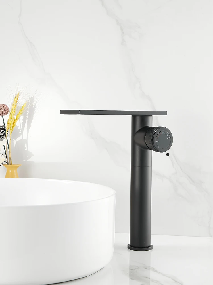 Waterfall Washbasin Brass High Low Hot Cold Water Mixer Basin Faucet