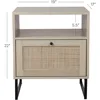 Rattan Wood End Side Accent Table Nightstand with Storage 2