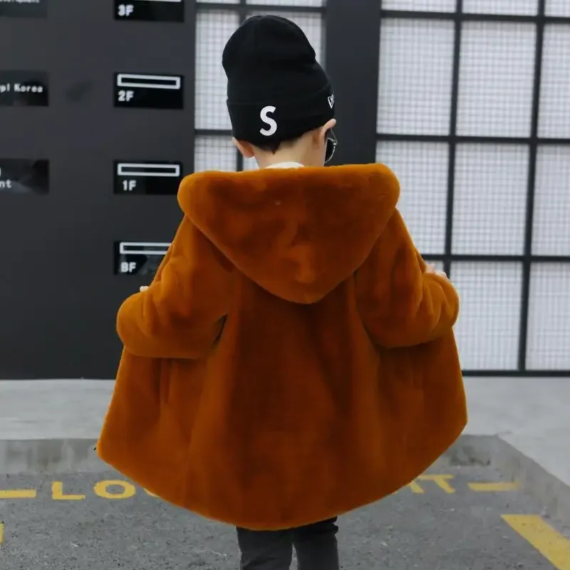 Winter Jacket Girls Boys Coat Kids Coats with Faux Fur Boys Winter Jacket Girls Outerwear Coats Fashion Solid