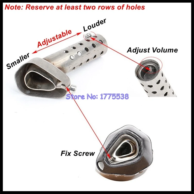 Universal Motorcycle Exhaust Can DB Killer Big Small Hexagon Muffler Removable Silencer Noise Sound - Image 2
